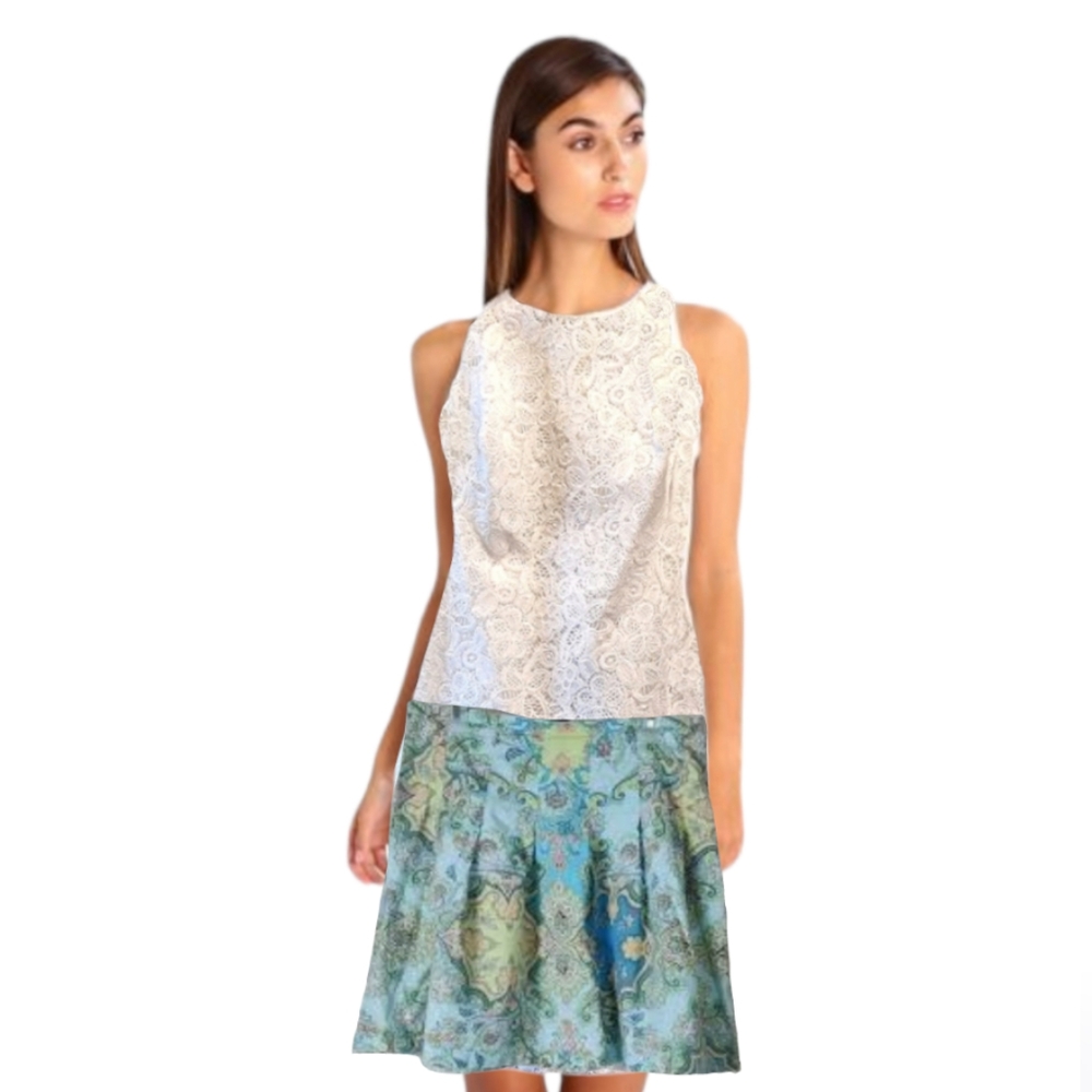 Vintage 90s Y2K Daisy Fuentes Paisley A Line Mini Skirt